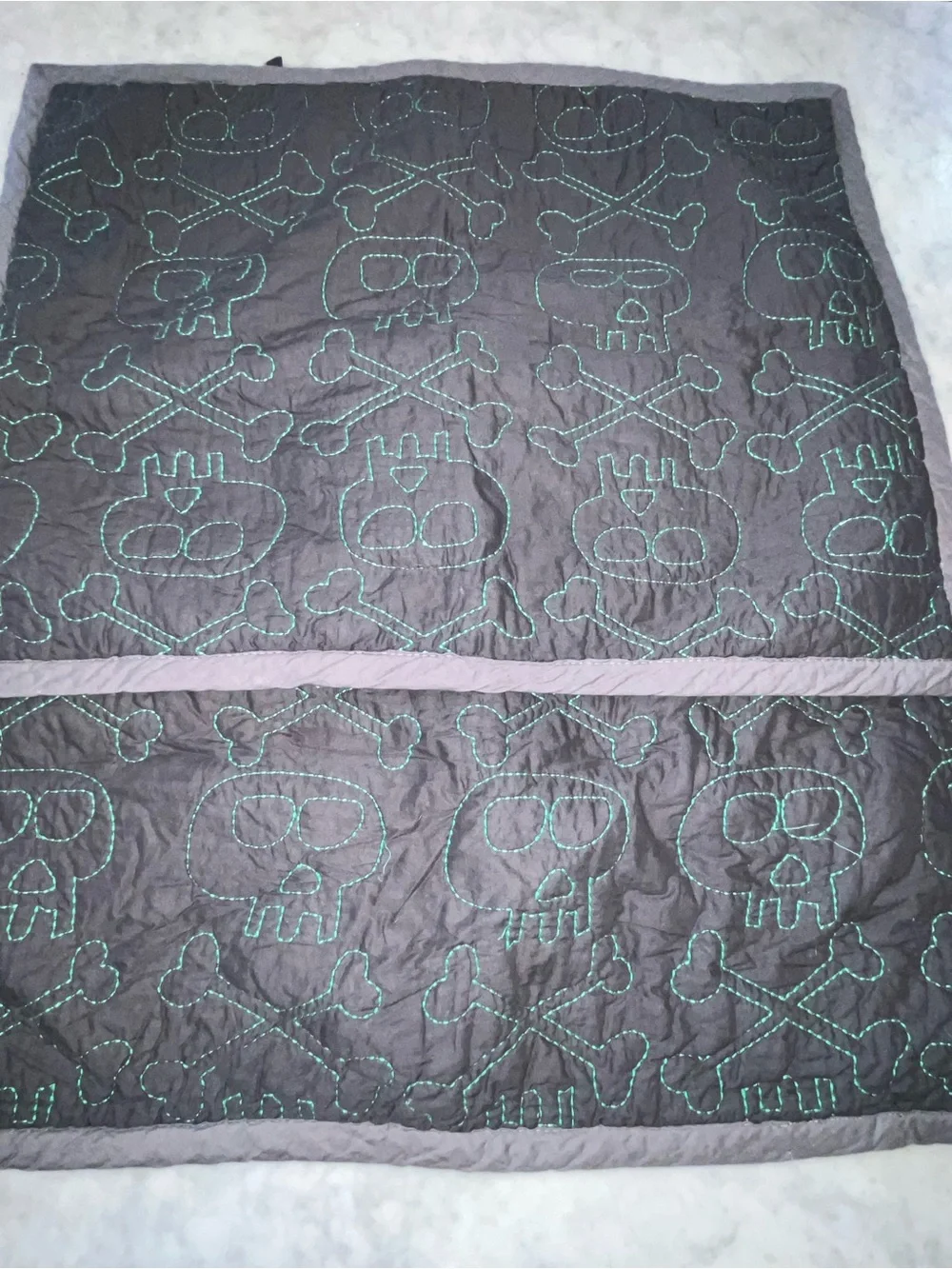 Pottery Barn Kids Gray Quilted Skull & Crossbones Pillow Covers